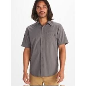 Marmot Men’s M Aerobora Short Sleeve Button Up Shirt Gray NWT